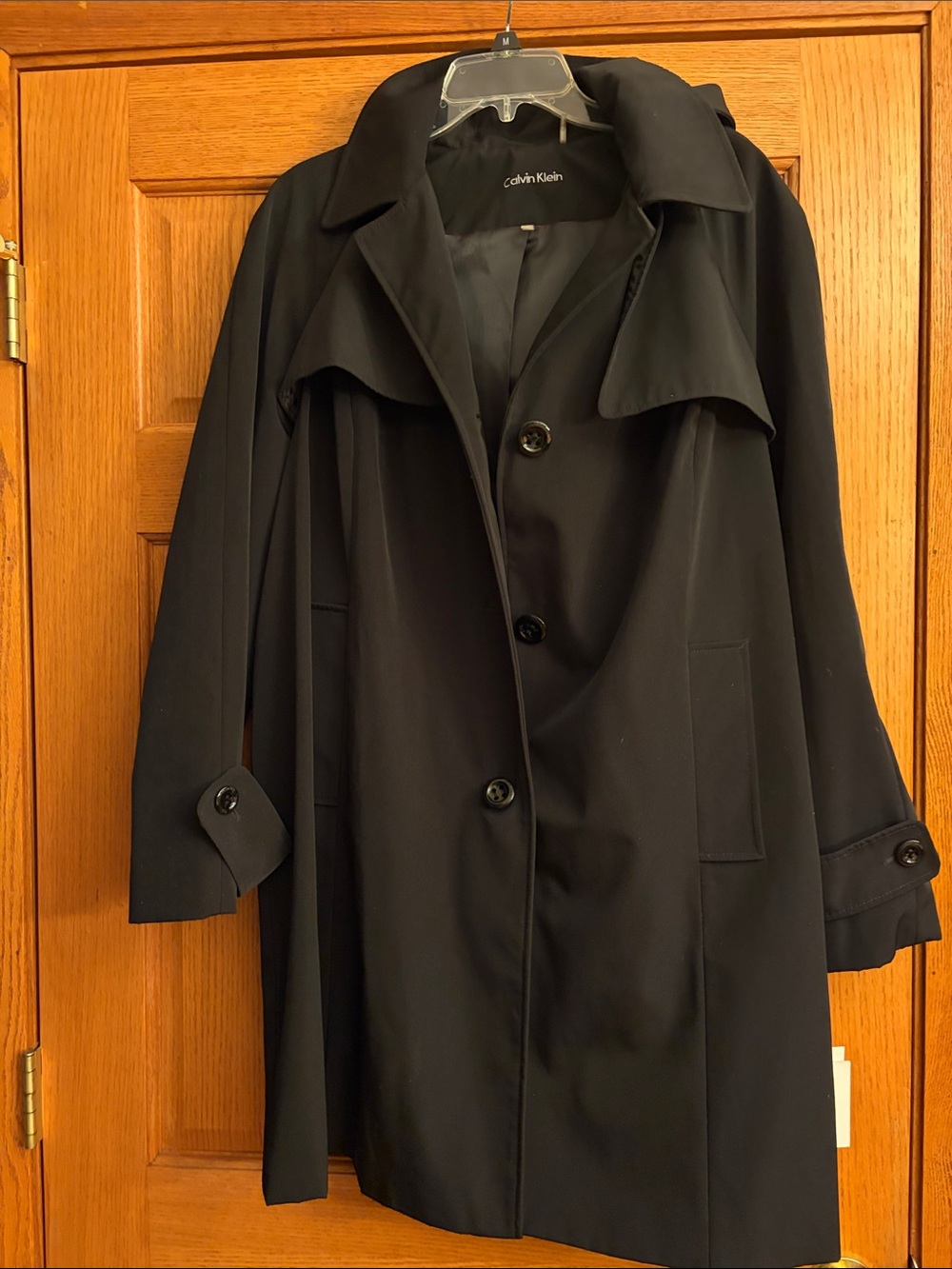 NWT Calvin Klein Black Single-Breasted Trench Water Repellent Coat size 1X